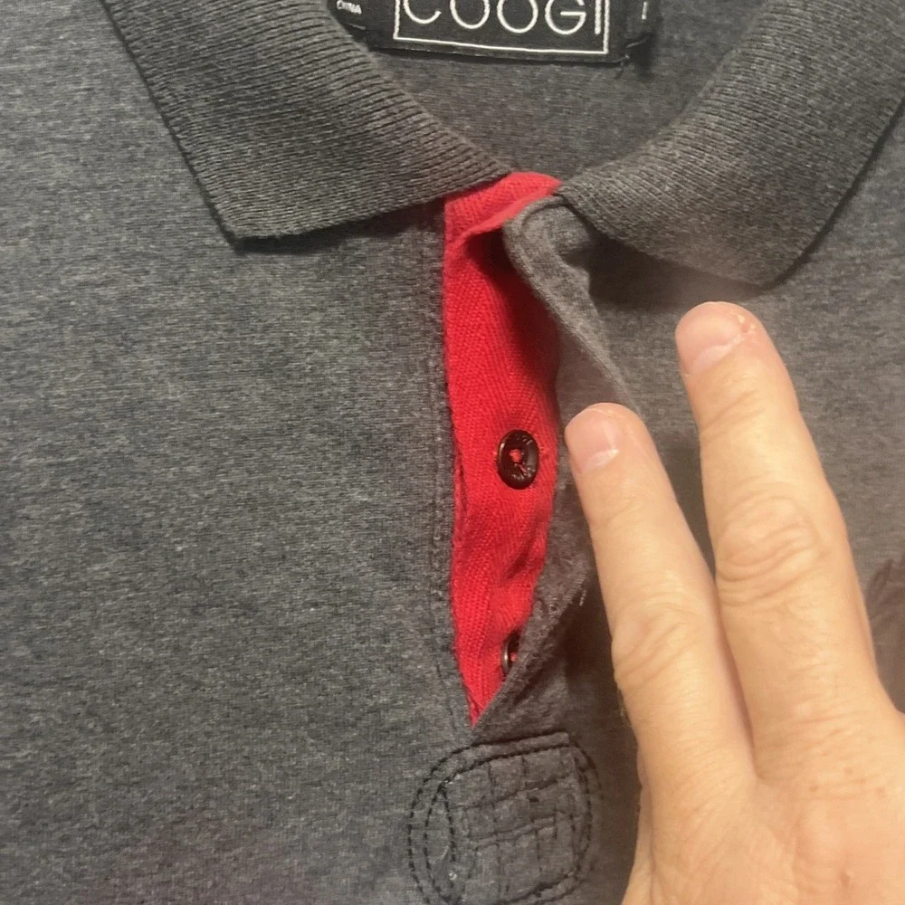 Coogi Australian Rugby Shirt LARGE Gray Flag ‎ Long Sleeve